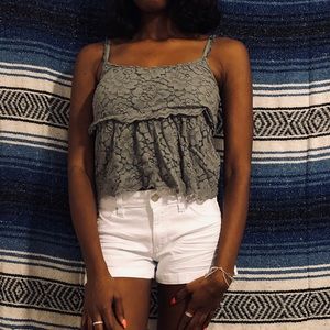 ABERCROMBIE| Grey Lace Tank Top